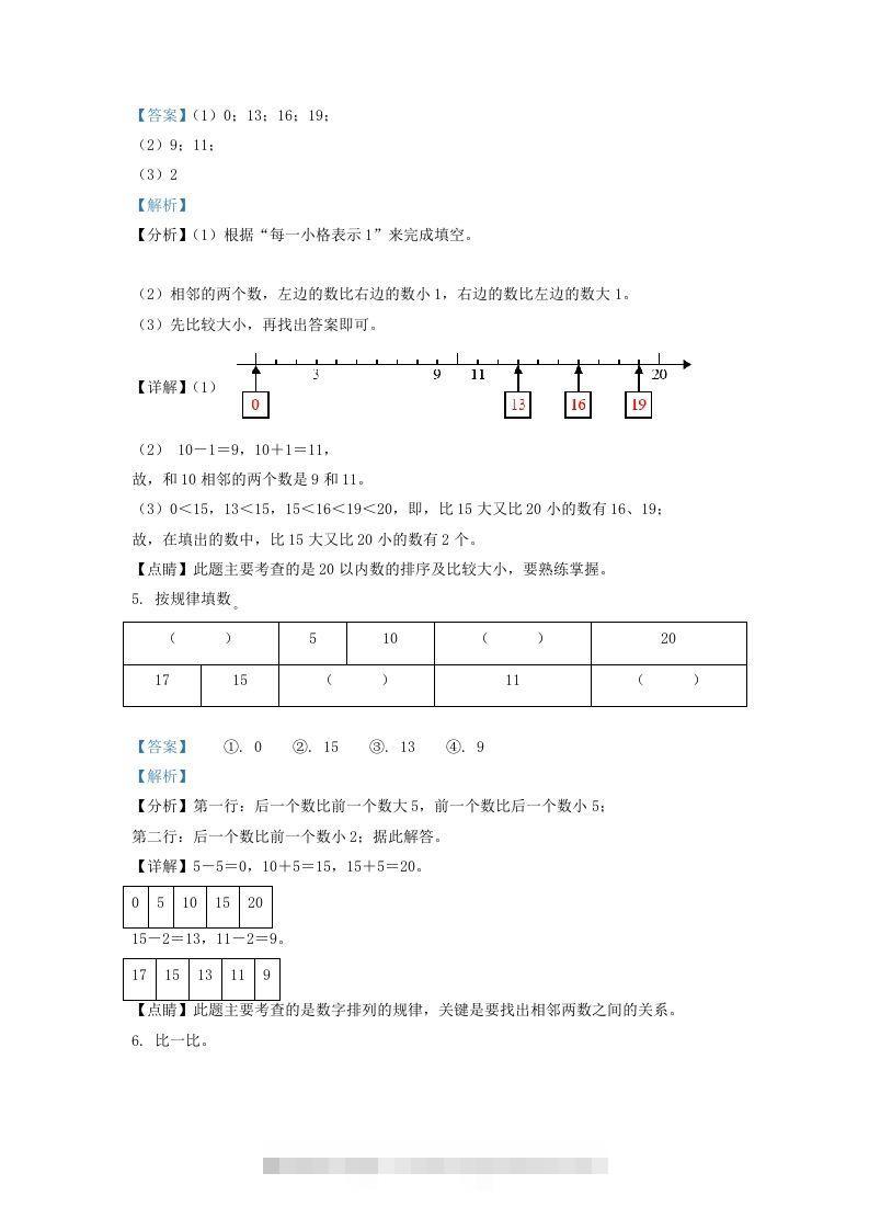 图片[2]-2020-2021学年江苏省南通市崇川区一年级上册数学期末试题及答案(Word版)-资源V站