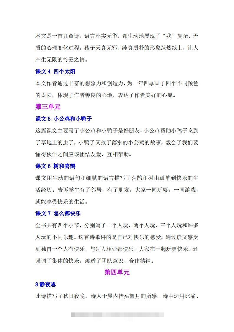 图片[2]-一年级语文下册课文内容中心思想专题归纳汇总-资源V站