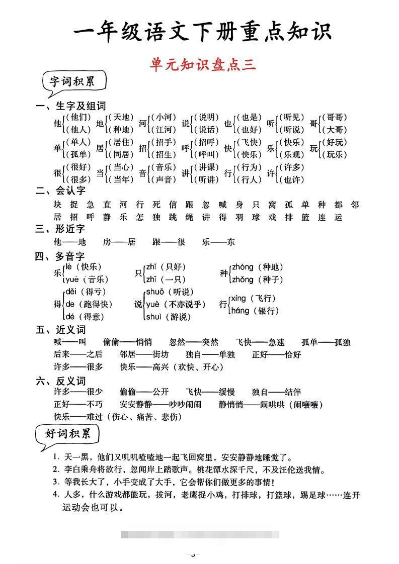 图片[3]-一年级语文单元知识盘点-资源V站