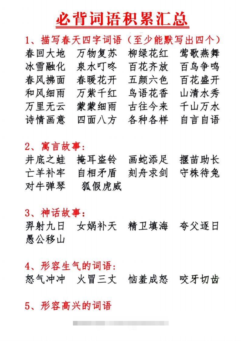 1.10【必背词语积累汇总】一下语文-资源V站