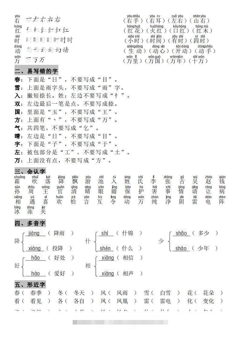 图片[2]-一年级（下册）知识点汇总-资源V站