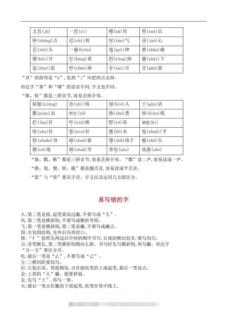 图片[3]-一年级语文下册期末总结—易读（写）错的字-资源V站