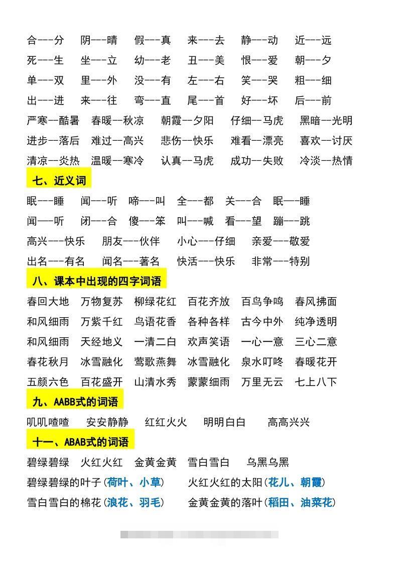 图片[2]-一年级下册语文期末复习考点总结-资源V站