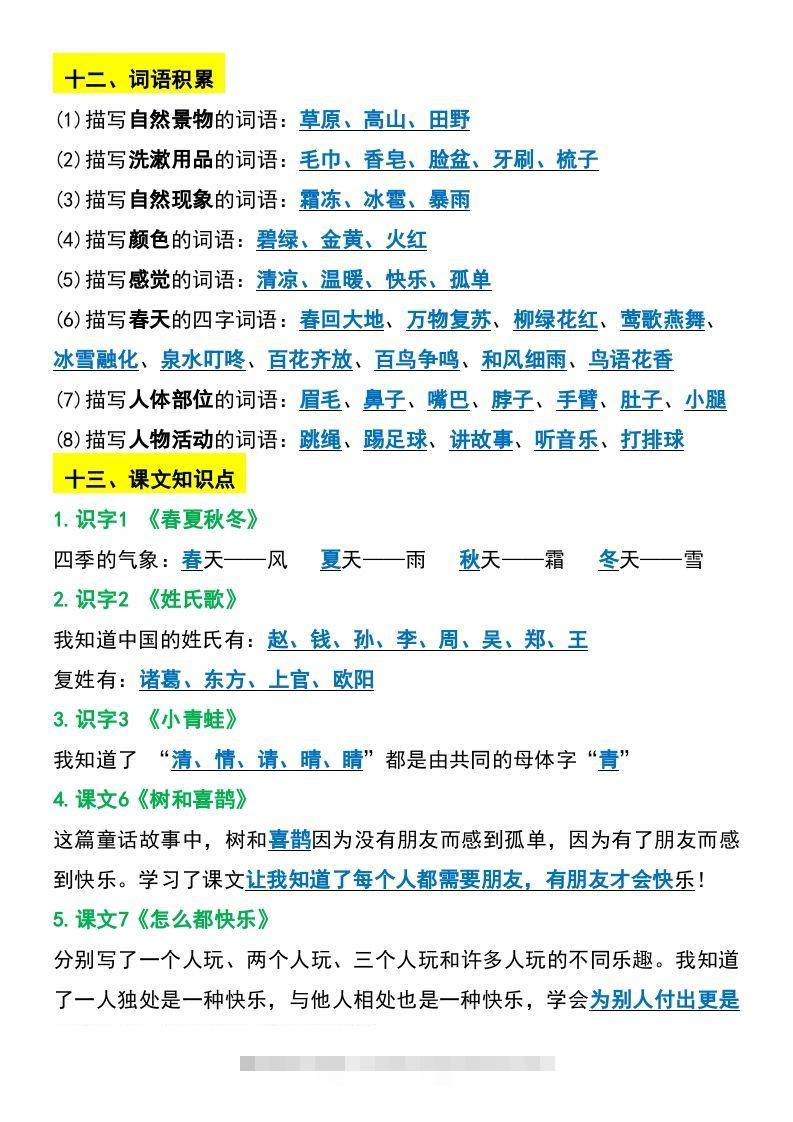 图片[3]-一年级下册语文期末复习考点总结-资源V站