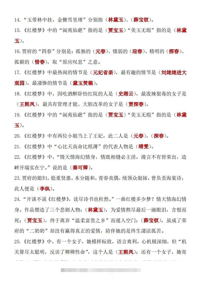 图片[2]-四大名著知识点汇总之《红楼梦》-资源V站