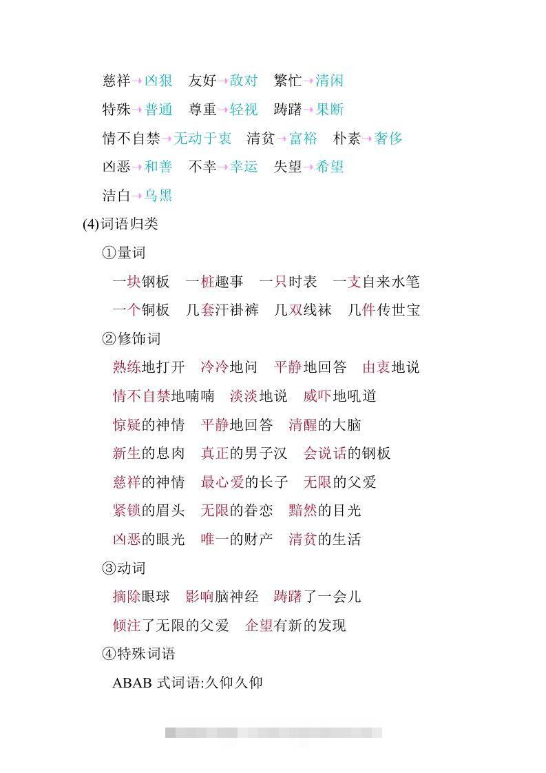 图片[3]-五年级语文下册03.第四单元知识小结（部编版）-资源V站