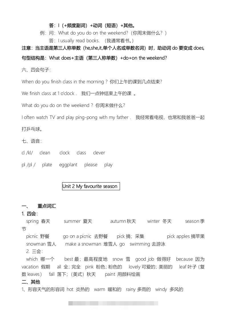 图片[2]-五年级英语下册单元知识点（人教PEP版）-资源V站