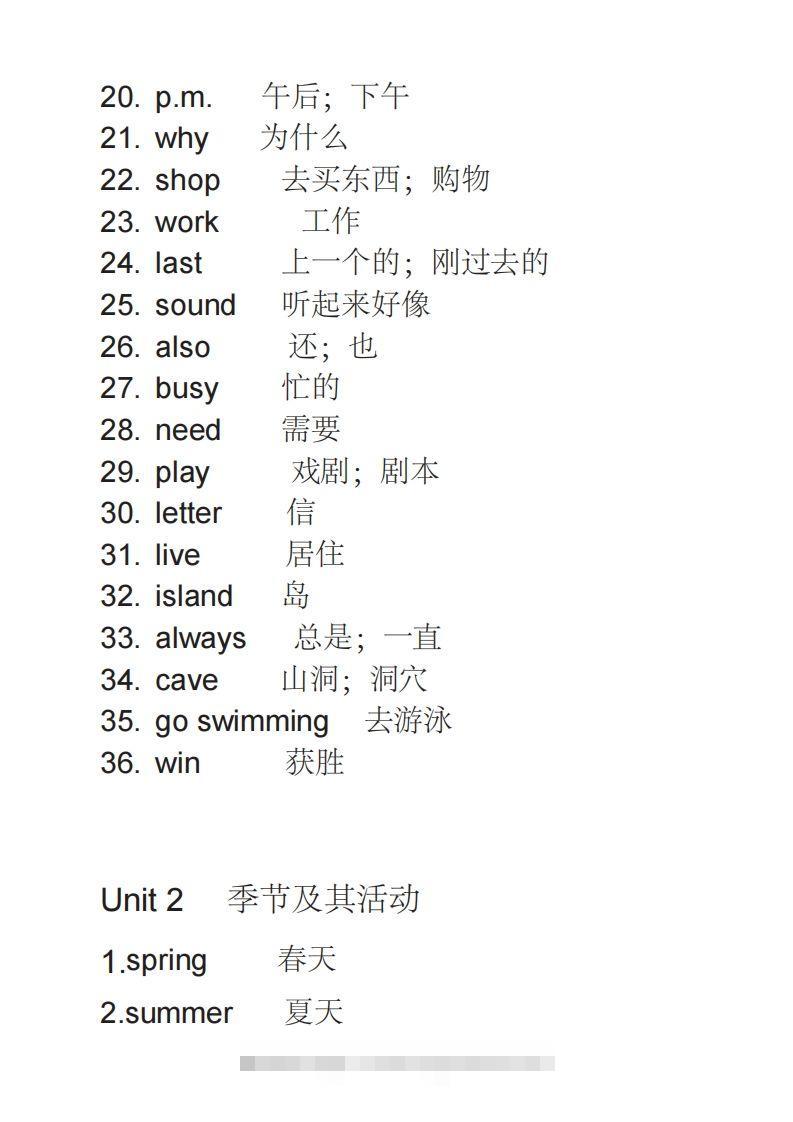 图片[2]-五年级英语下册单词表2（人教PEP版）-资源V站