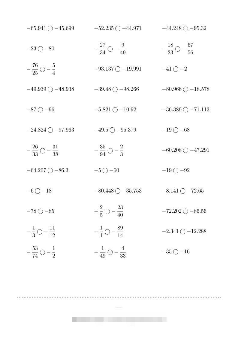 图片[2]-六年级数学下册口算题(负数比大小)1000题（人教版）-资源V站