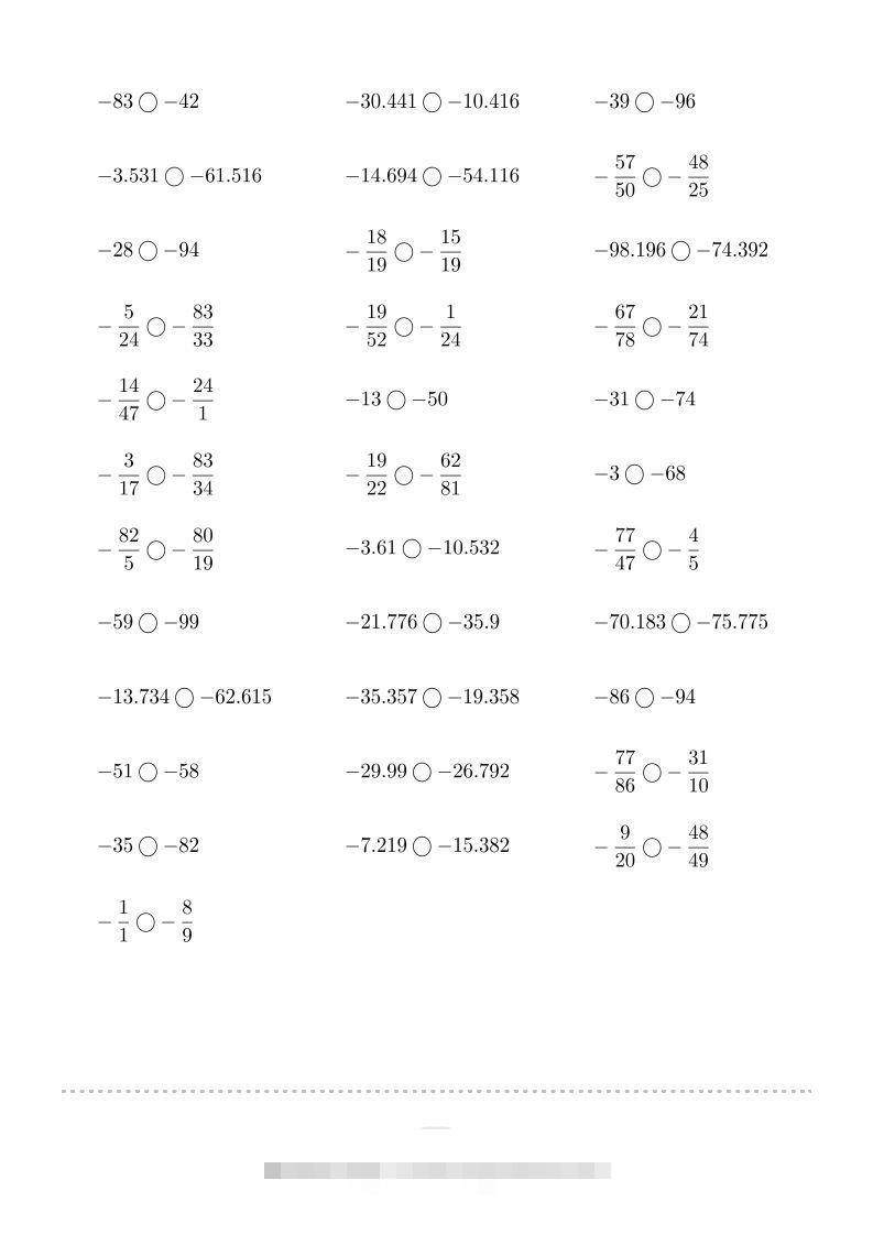 图片[3]-六年级数学下册口算题(负数比大小)1000题（人教版）-资源V站