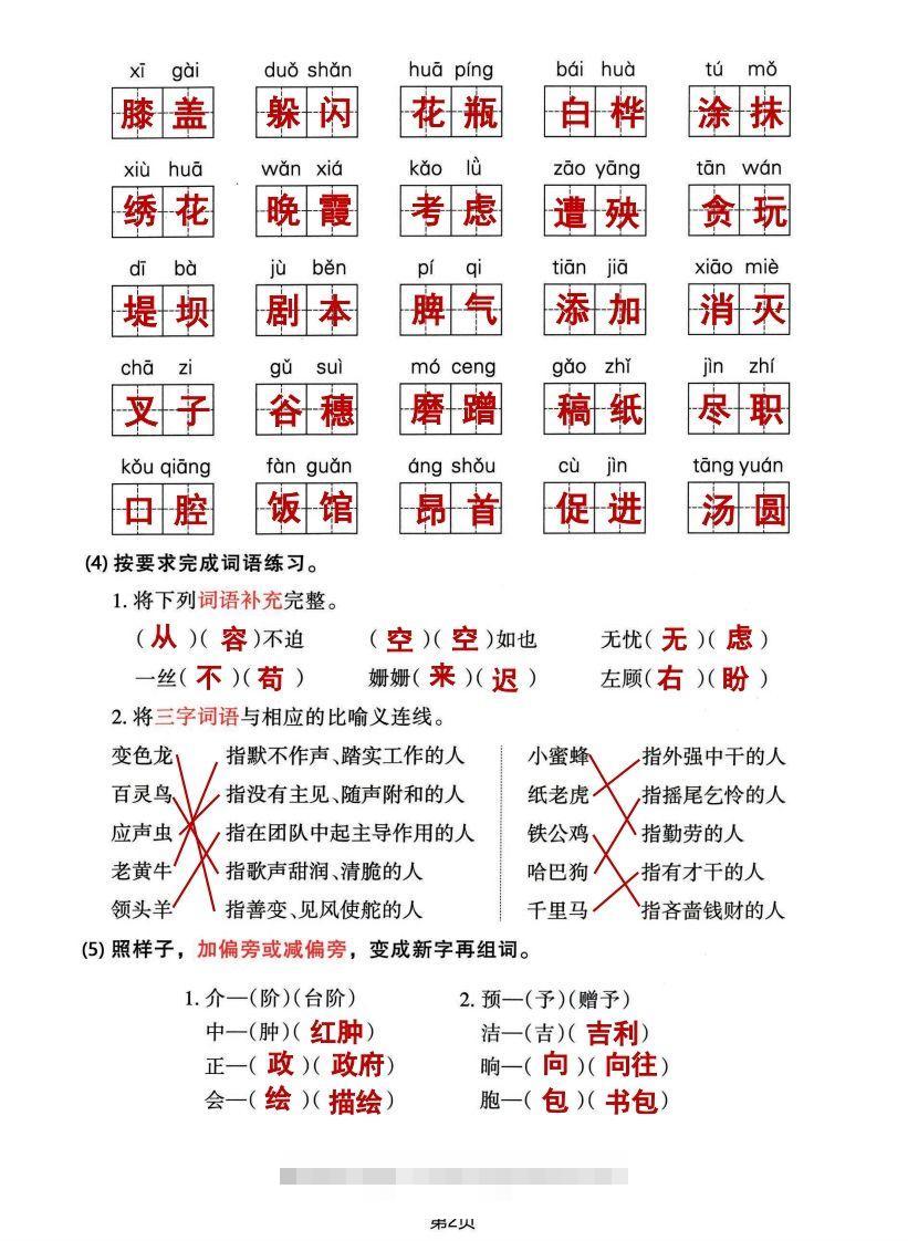 图片[2]-√四年级下册语文期中归类整合复习卷，考查内容1-4单元-资源V站