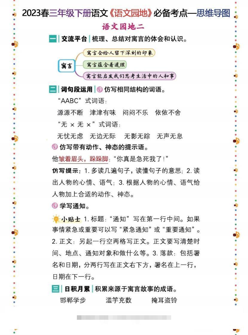 图片[2]-2023春三年级下册语文《语文园地》必备考点—思维导图-资源V站