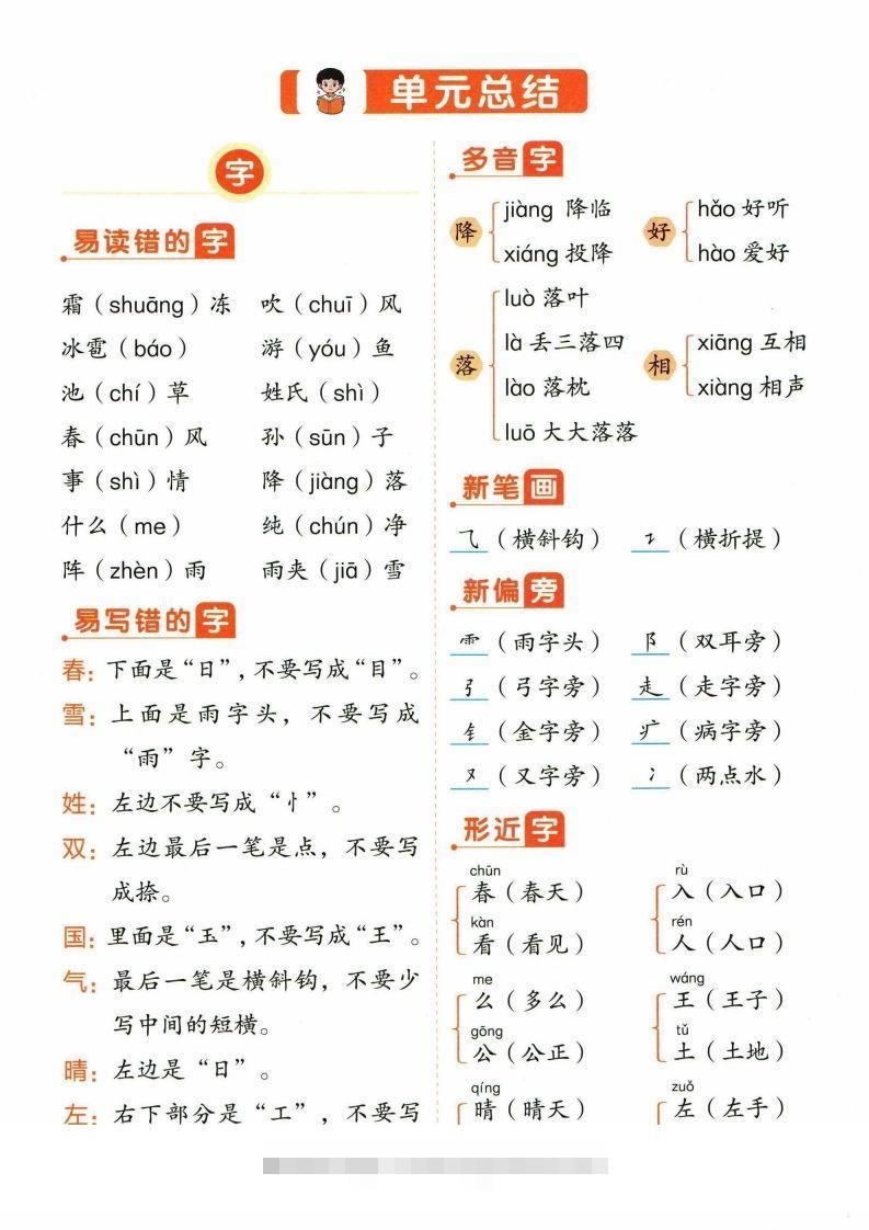 ❤一年级下册语文单元总结-资源V站
