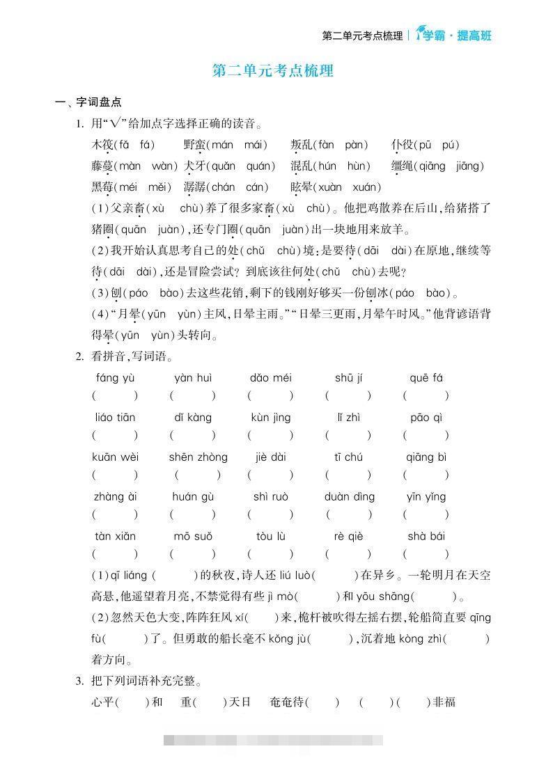 图片[3]-六年级语文下册《单元考点梳理》（含答案）-资源V站