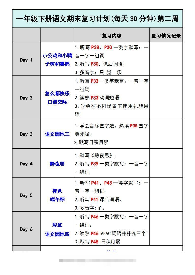 图片[2]-—年级下册语文期末复习计划-资源V站