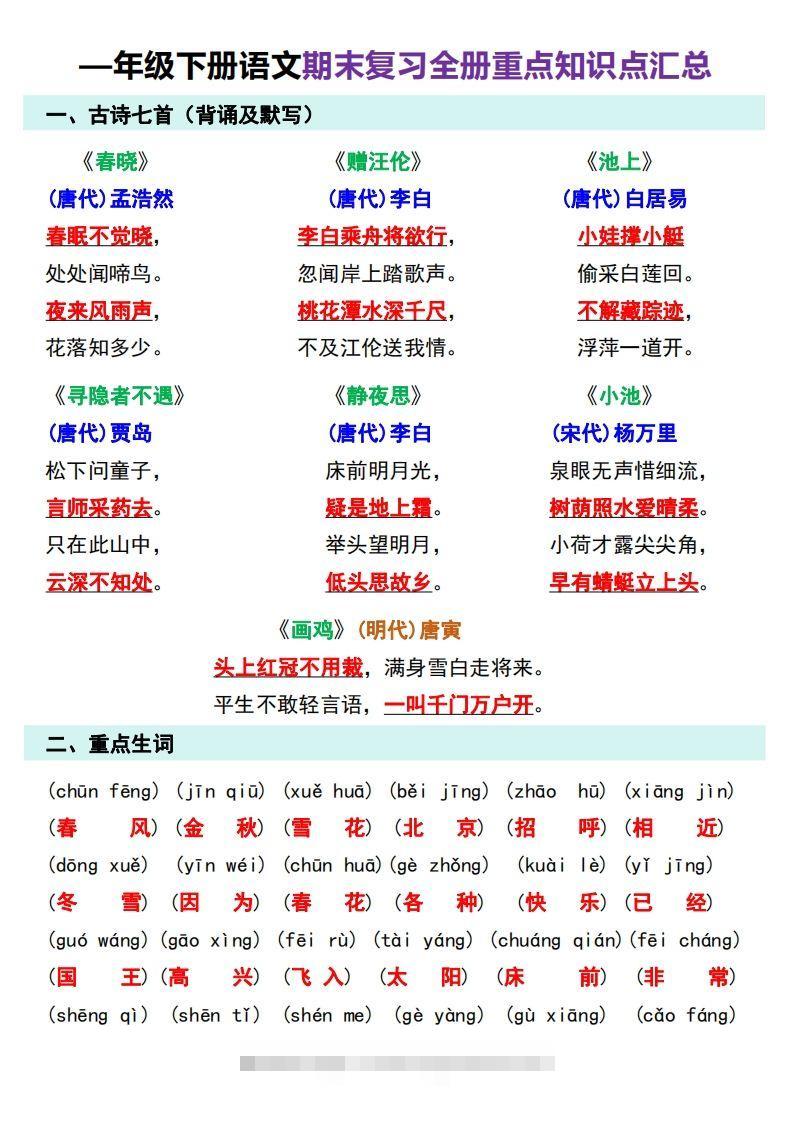 图片[3]-—年级下册语文期末复习计划-资源V站