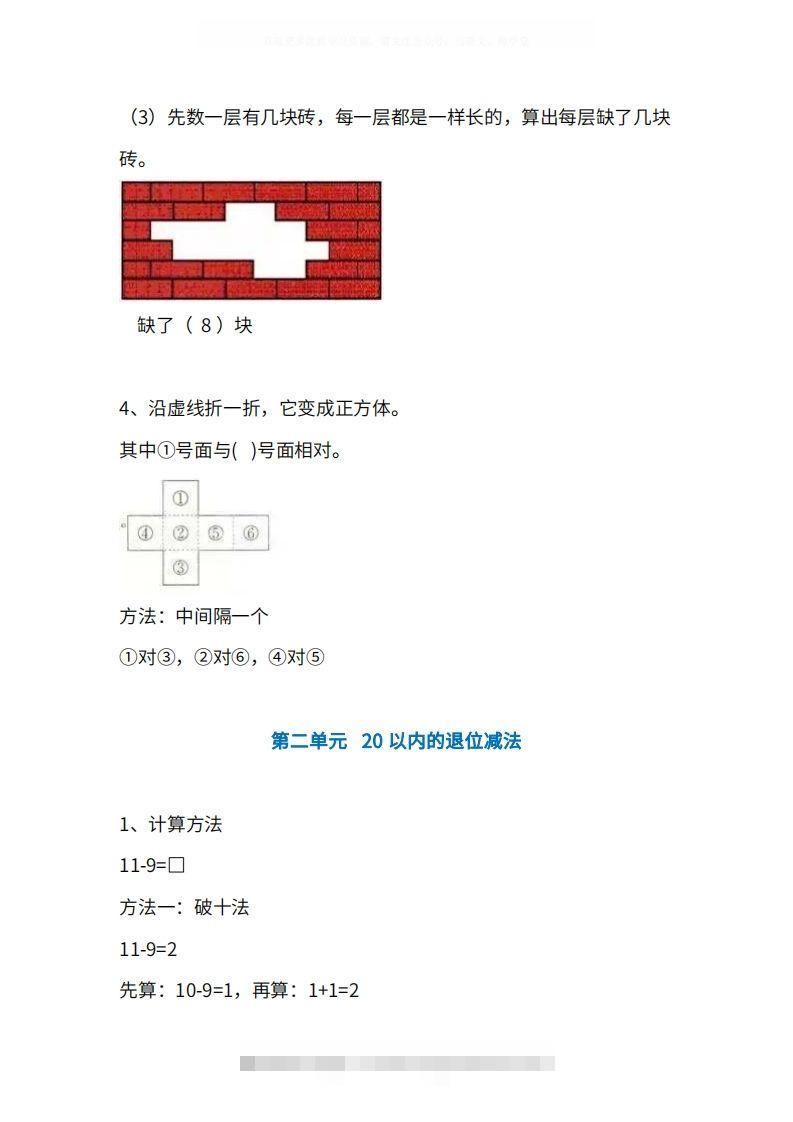 图片[2]-人教版1年级数学下册知识点1-4单元-资源V站