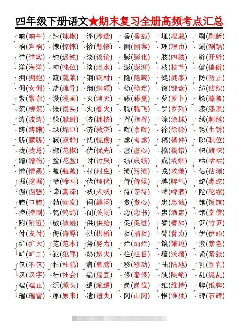 图片[3]-期末复习重点知识汇总四下语文-资源V站