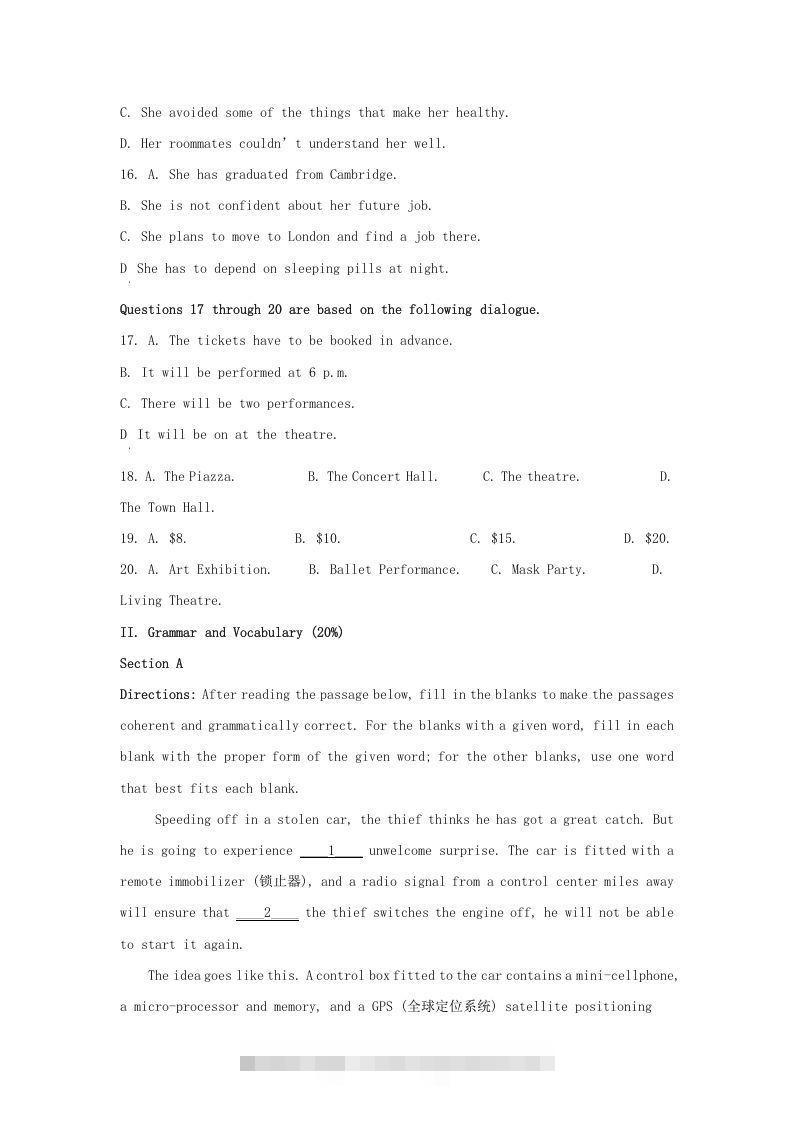 图片[3]-2021-2022学年上海市金山区高三上学期期中英语试题及答案(Word版)-资源V站