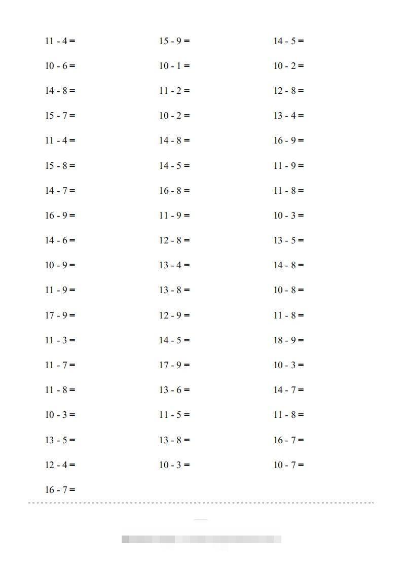 图片[2]-一年级数学上册（20以内的退位减法）1500题（人教版）(1)-资源V站