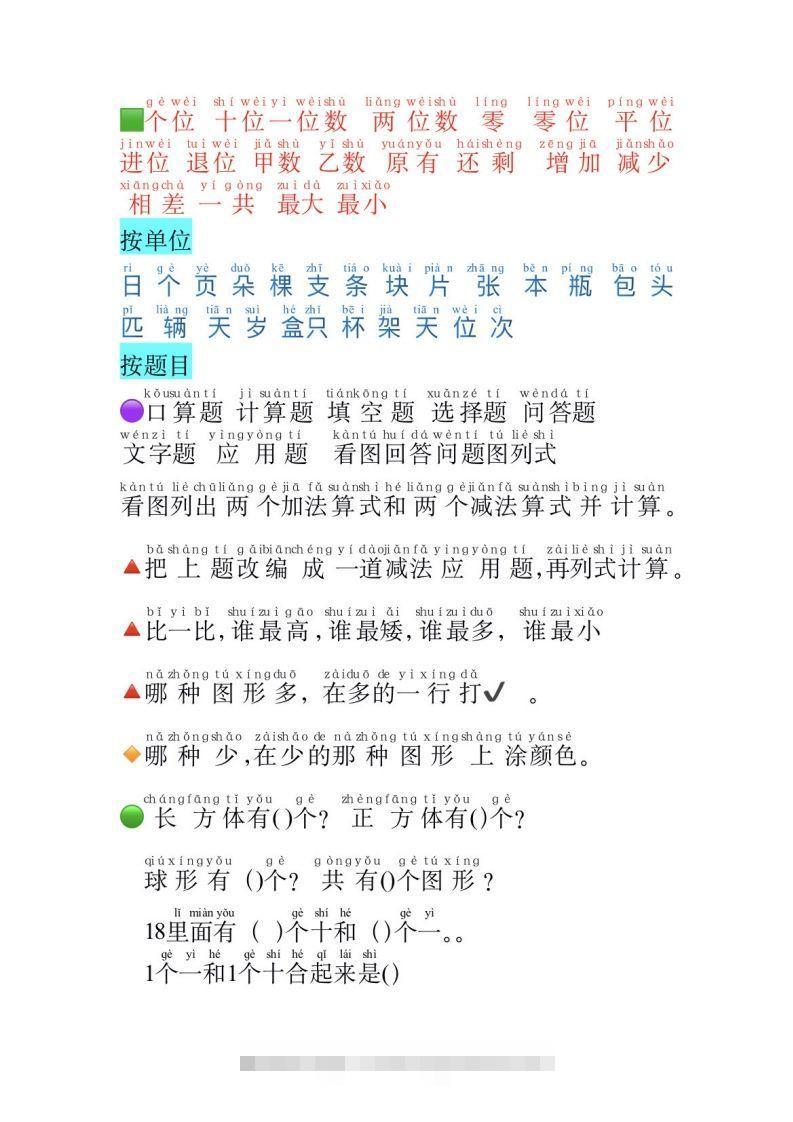 图片[2]-一年级数学必认常用字-资源V站