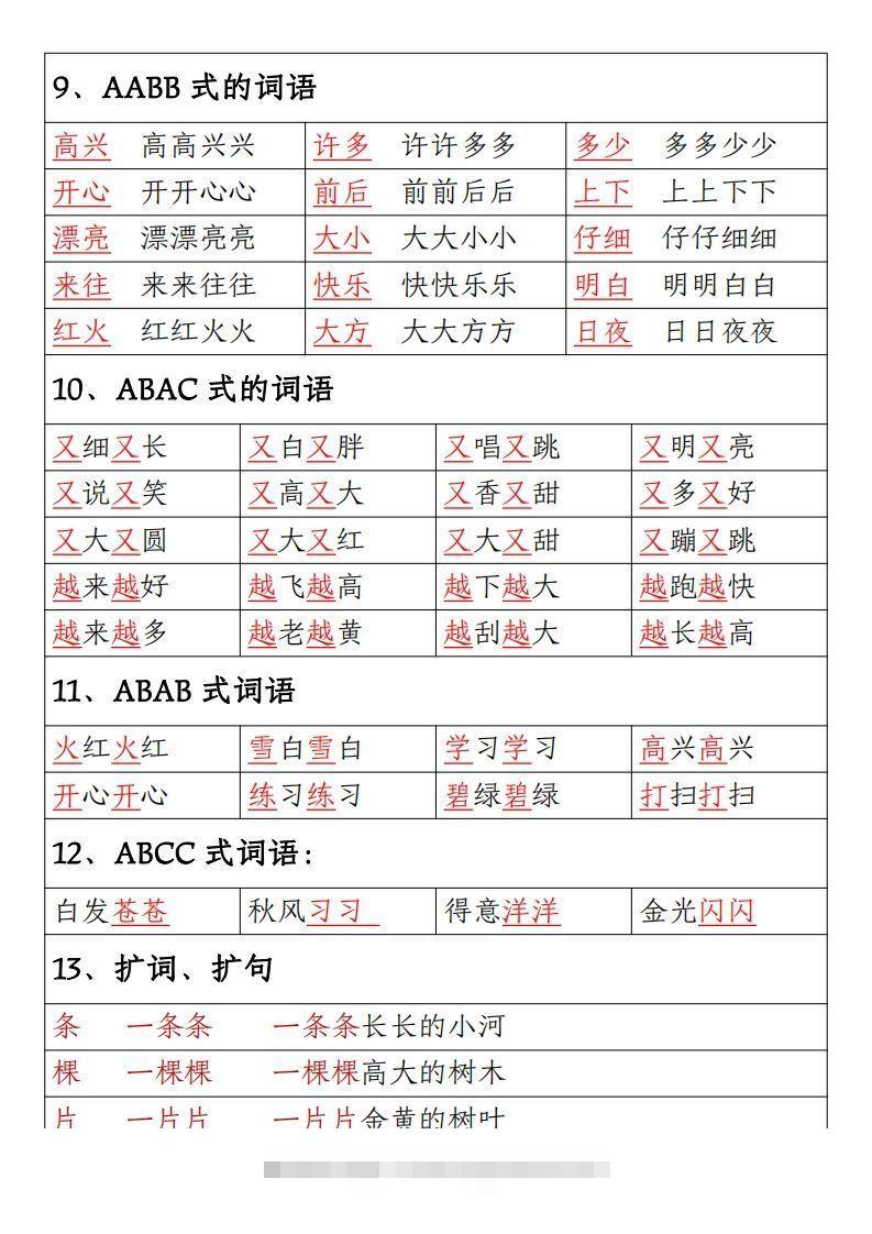 图片[3]-【期末重点考点总结词语积累汇总】一上语文-资源V站