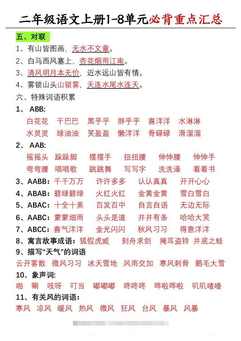 图片[2]-【单元必备重点知识汇总】二上语文-资源V站