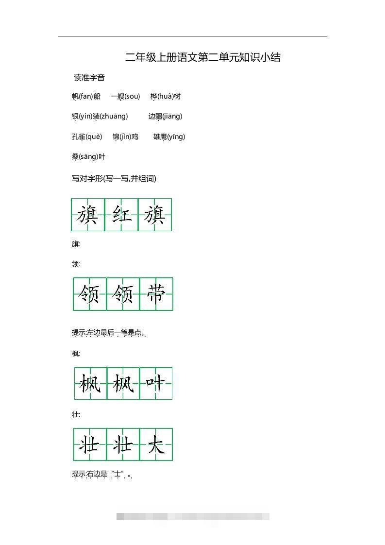 二上语文第二单元知识重点-资源V站