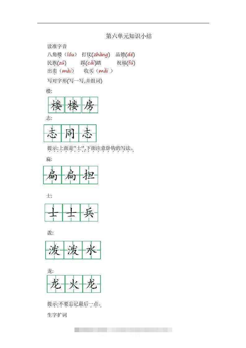 二上语文第六单元知识重点-资源V站