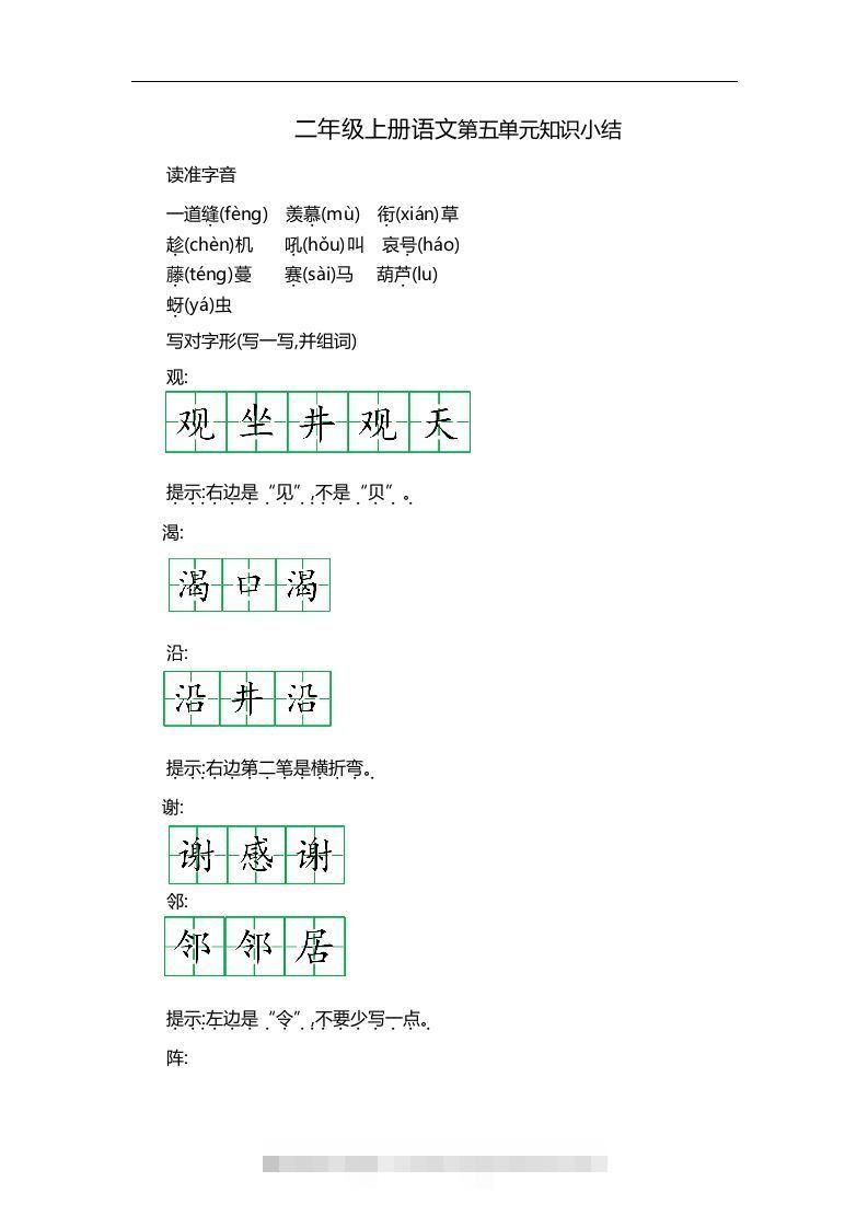 二上语文第五单元知识重点-资源V站