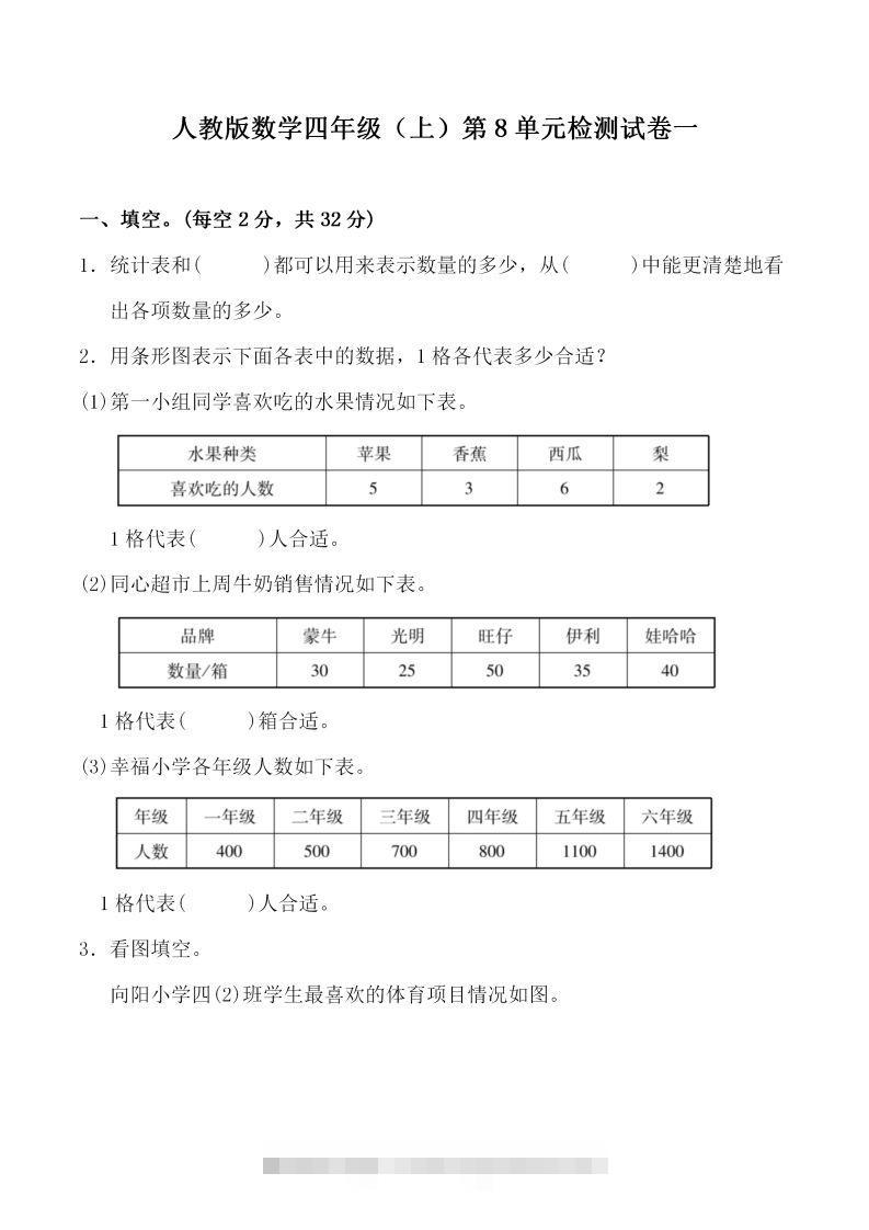 四（上）人教版数学第八单元检测试卷一-资源V站