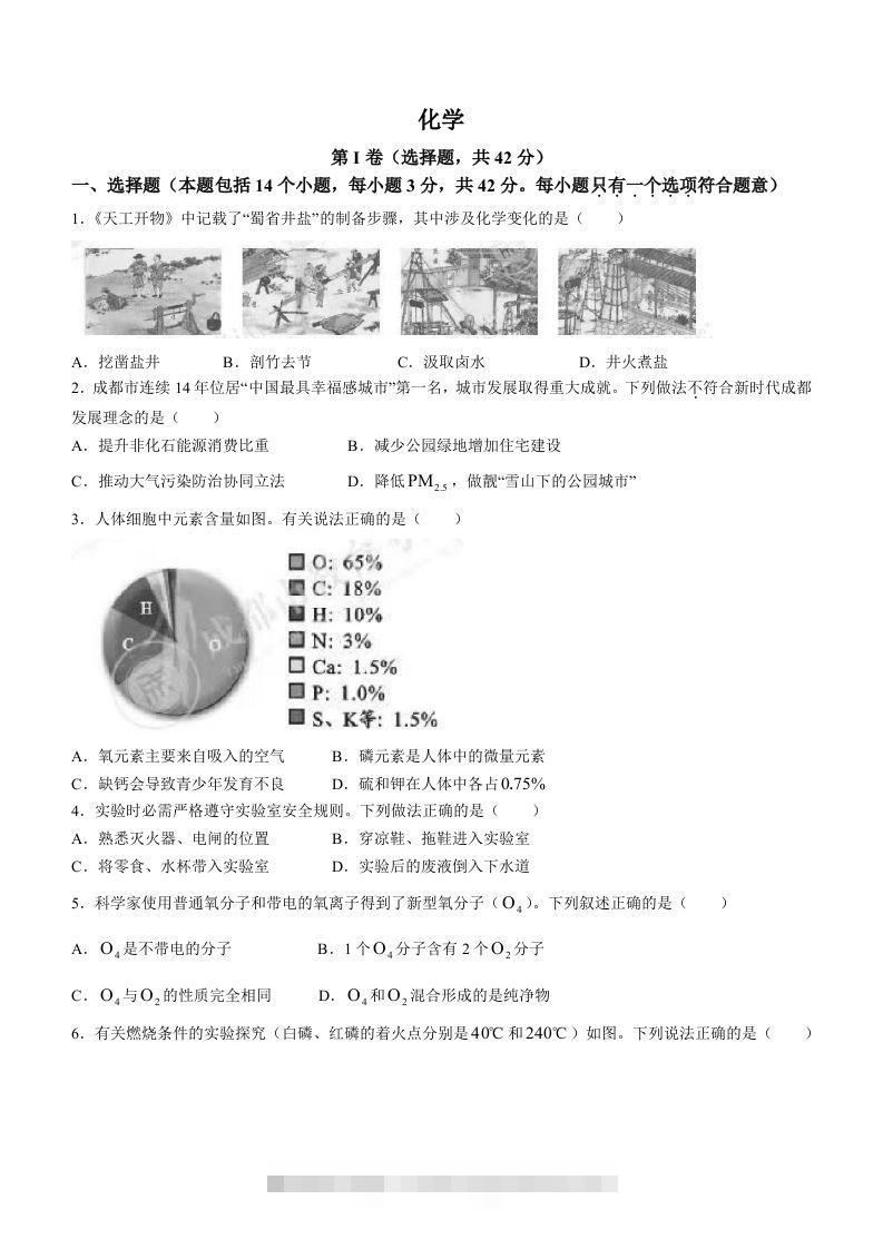 2023年四川省成都市中考化学真题-资源V站