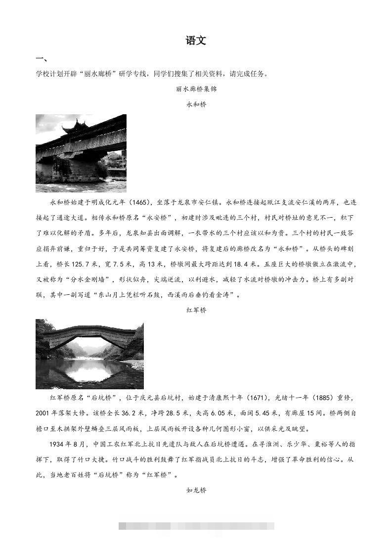 2023年浙江省丽水市中考语文真题（含答案）-资源V站