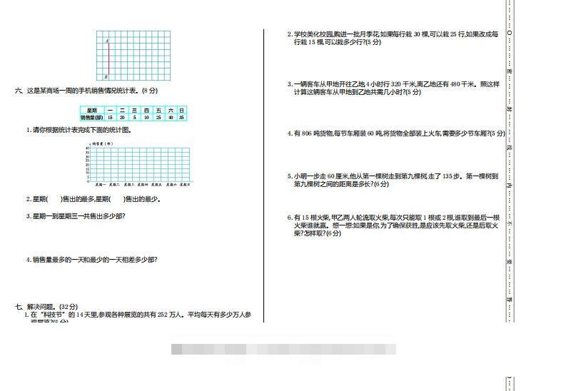 图片[2]-四上人教版数学【期末真题测试卷.1】-资源V站