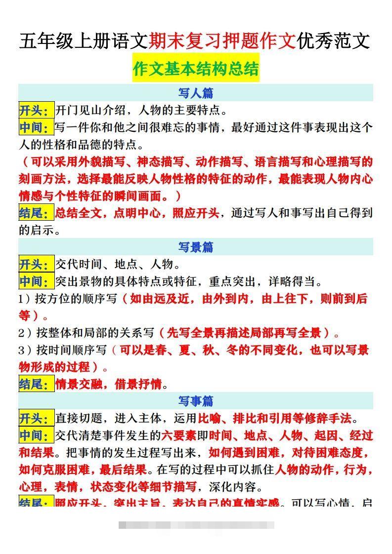 图片[2]-【期末复习押题作文优秀范文】五上语文-资源V站