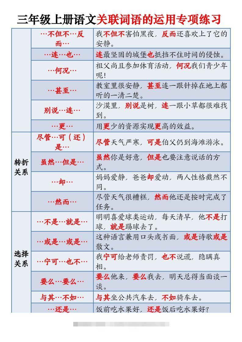 图片[2]-【期末关联词语的运用专项练习】三上语文-资源V站