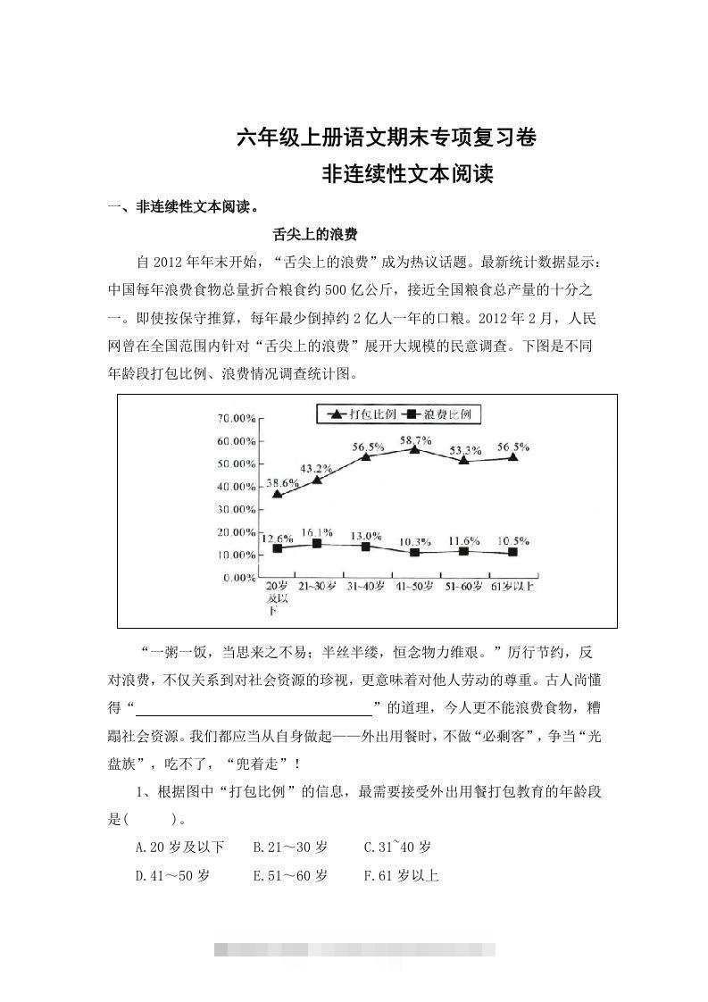 【期末专项知识点专题：非连续性文本阅读】六上语文-资源V站