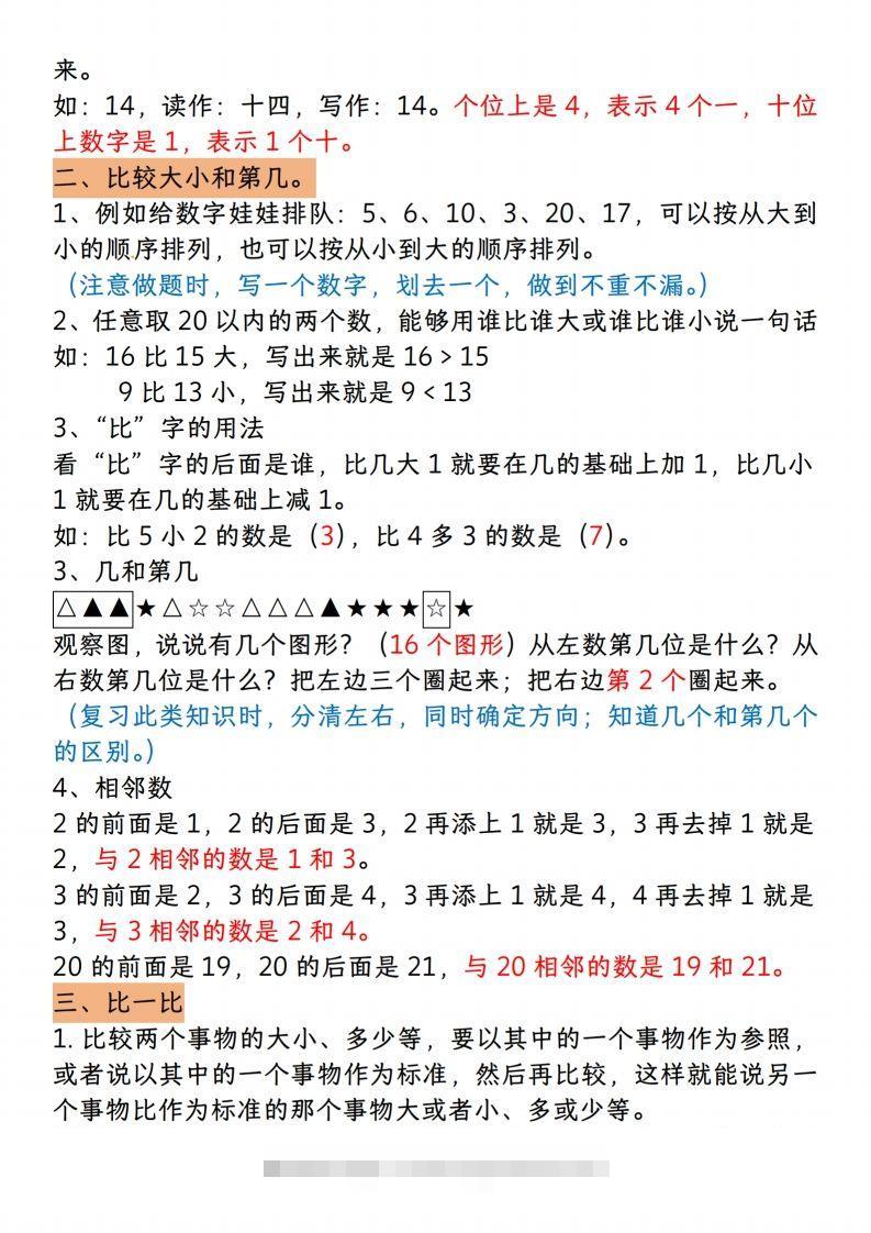 图片[2]-【一上数学人教版】一年级上册数学期末知识点汇总-资源V站