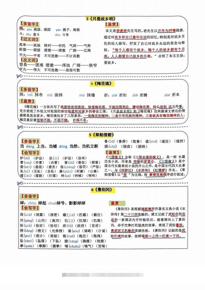 图片[2]-五年级下册语文彩色一课一贴7页-资源V站