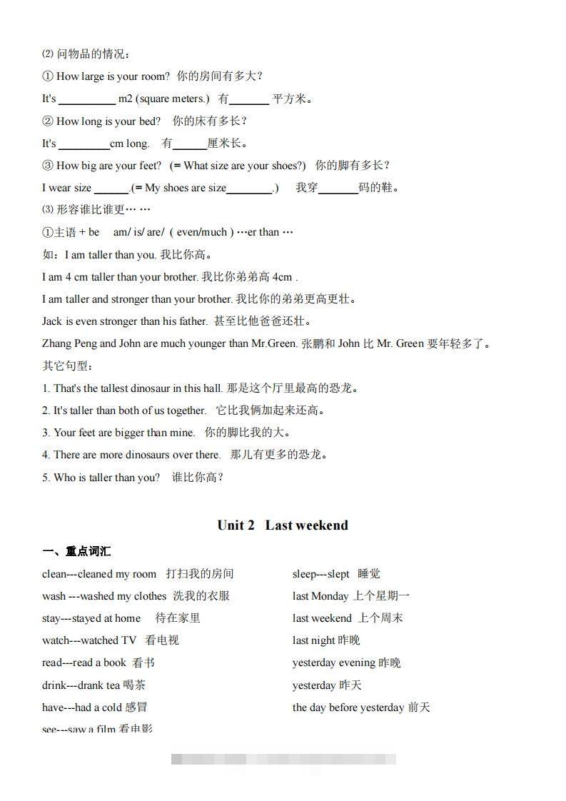 图片[2]-【知识点】六下人教版PEP英语期末复习知识总结-资源V站
