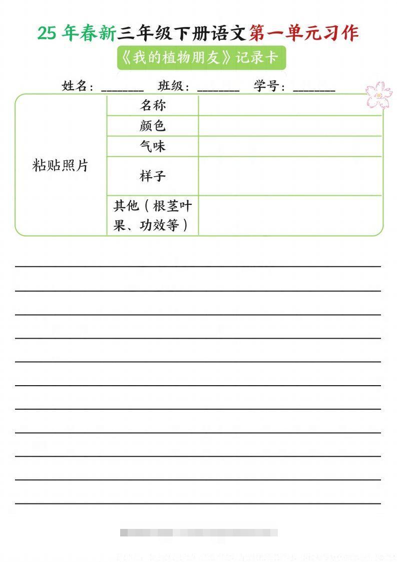 图片[2]-【习作】25年春新三下语文第一单元习作（观察单）16页-资源V站