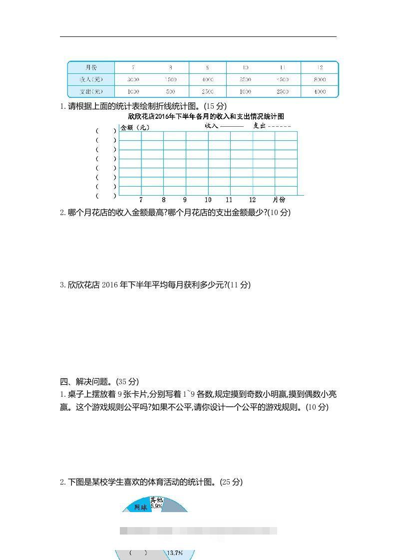 图片[2]-六下青岛63版数学期末统计与概率专项检测卷（2）-资源V站