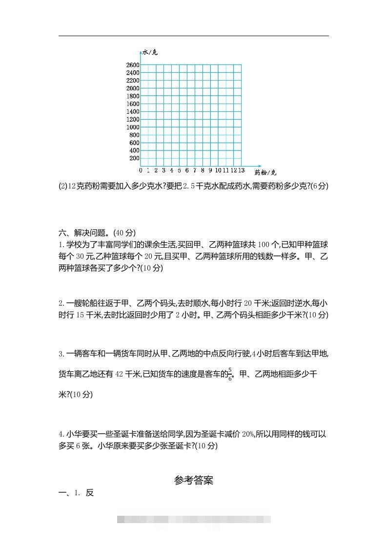 图片[2]-六下苏教版数学第六单元测试卷-2-资源V站
