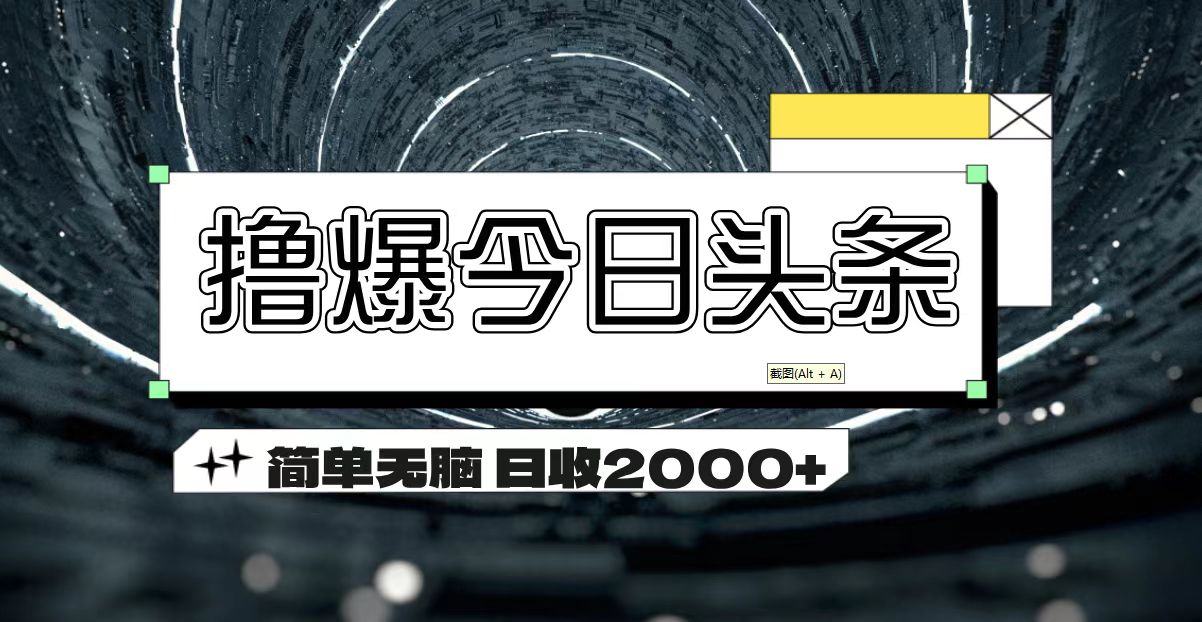 撸爆今日头条 简单无脑操作 日收2000+-资源V站