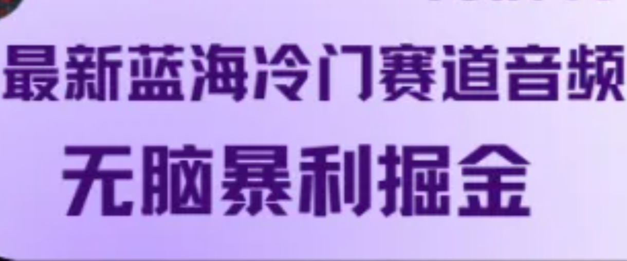 最新蓝海冷门赛道音频，无脑暴利掘金-资源V站