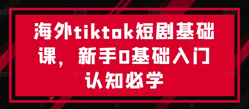 海外tiktok短剧基础课，新手0基础入门认知必学-资源V站