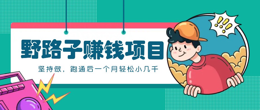 一个人就能操作的野路子赚钱项目，零成本零门槛坚持做，跑通后一个月小几千！-资源V站