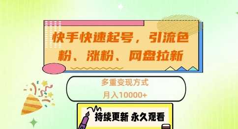 快手快速起号，引流s粉、涨粉、网盘拉新多重变现方式，月入1w【揭秘】-资源V站