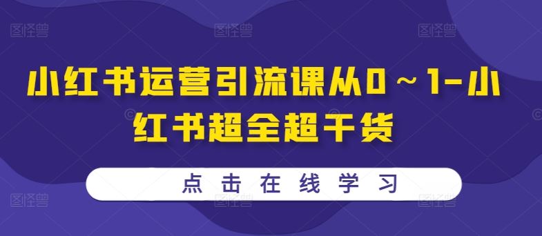 小红书运营引流课从0～1-小红书超全超干货-资源V站