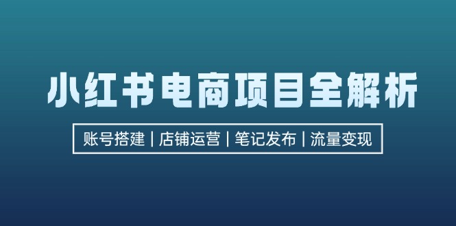 小红书电商项目全解析，包括账号搭建、店铺运营、笔记发布  实现流量变现-资源V站